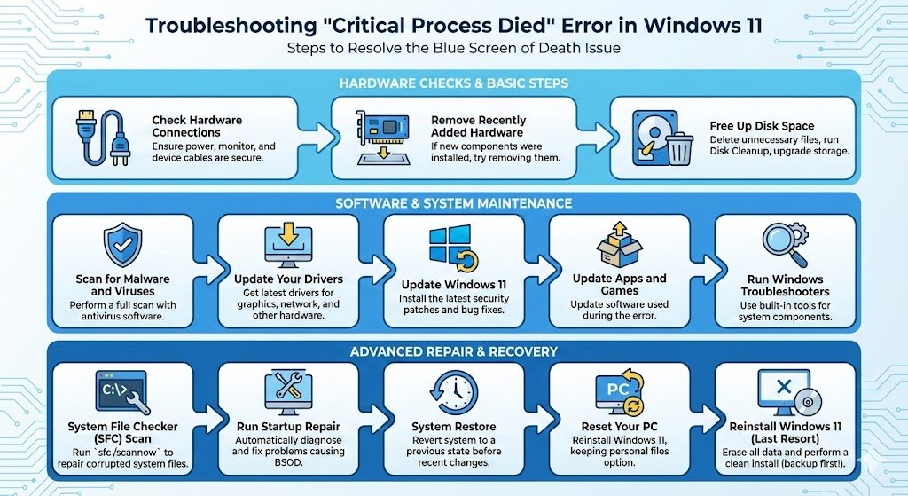 “Critical Process Died” error in Windows 11